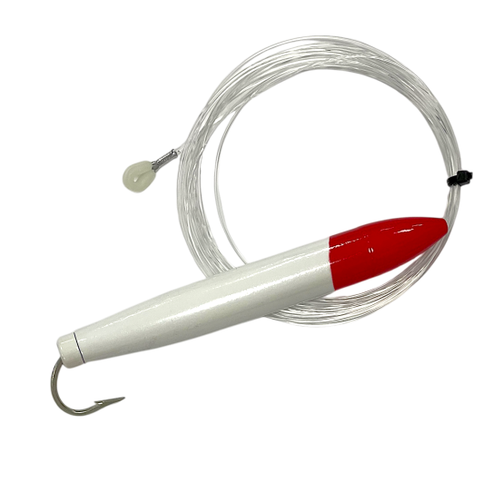 6" Cedar Plug, red/white, with rigging
