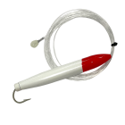 6" Cedar Plug, red/white, with rigging