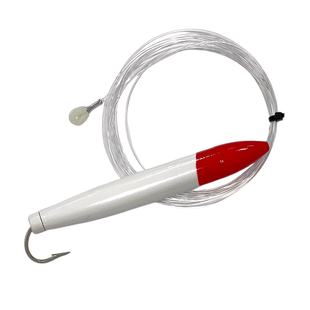 6" Cedar Plug, red/white, with rigging