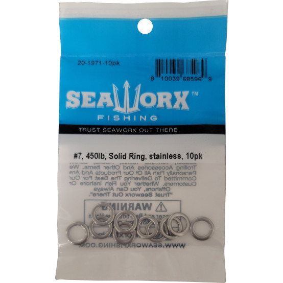 #7, 450lb, Solid Ring, stainless, 10pk