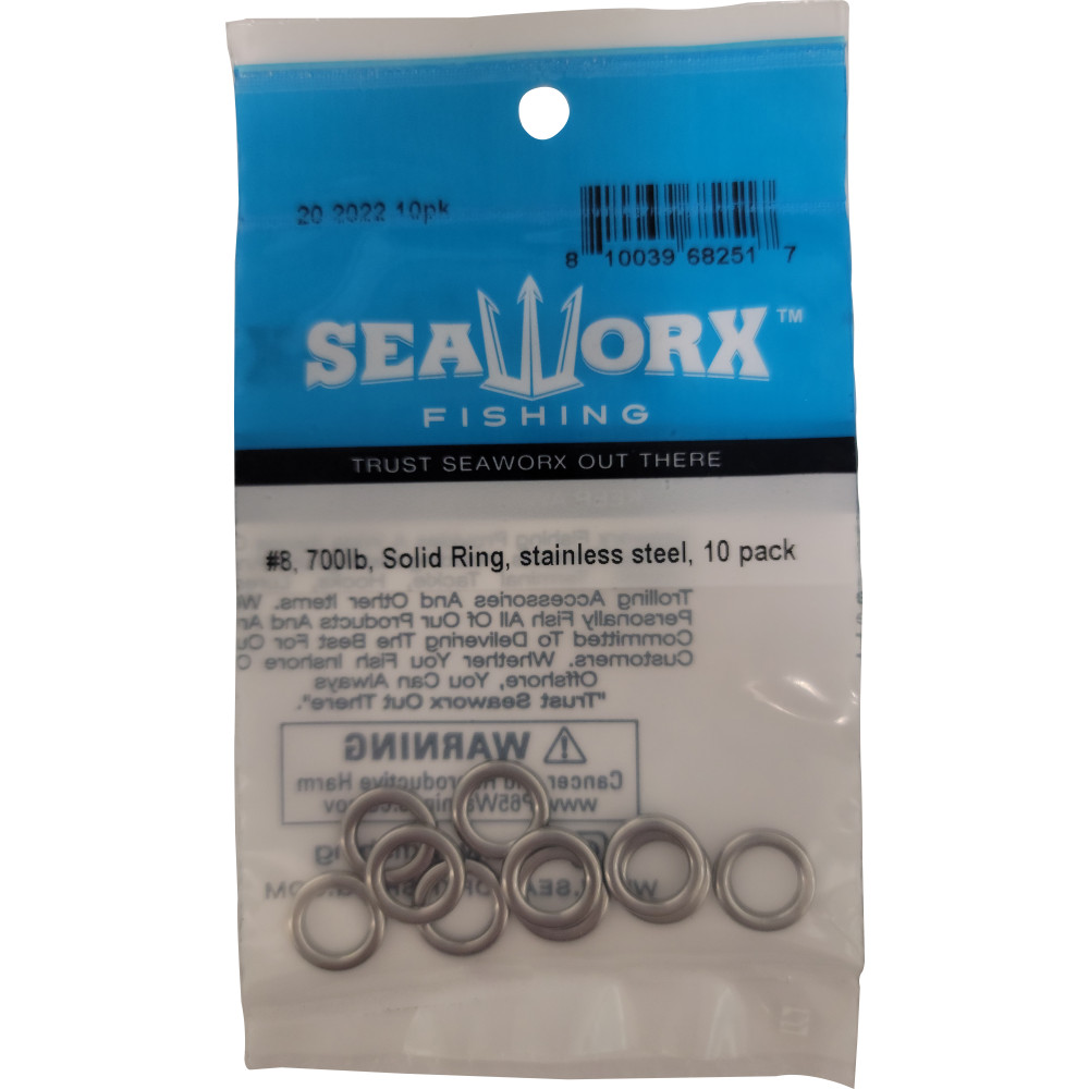 #8, 700lb, Solid Ring, stainless steel, 10pk