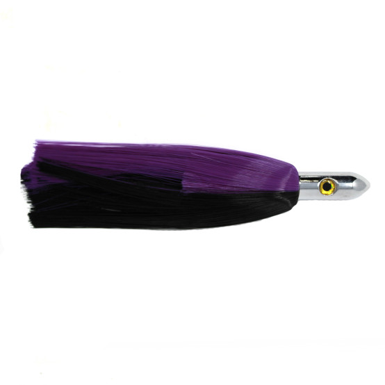 Bally Turbo lure, 8.25" chrome head, purple/black hair skirt