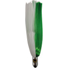 Bally Turbo lure, 6.75" chrome head, green/white hair skirt